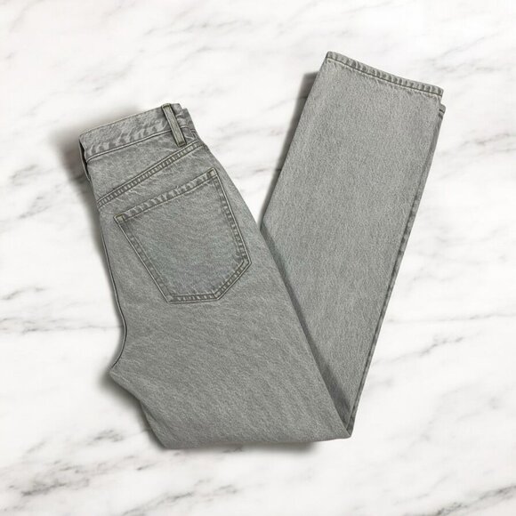 Pacsun Eco Gray Ripped Dad Jeans Size 26 Button Fly High Rise Baggy Slouchy Fit - Picture 3 of 11